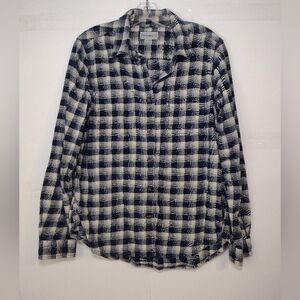 Carhartt Women's Navy and White Plaid  Shirt Size (L) (12/14)